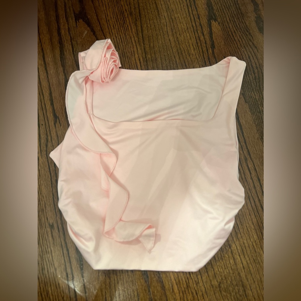 pink crop top with rose
